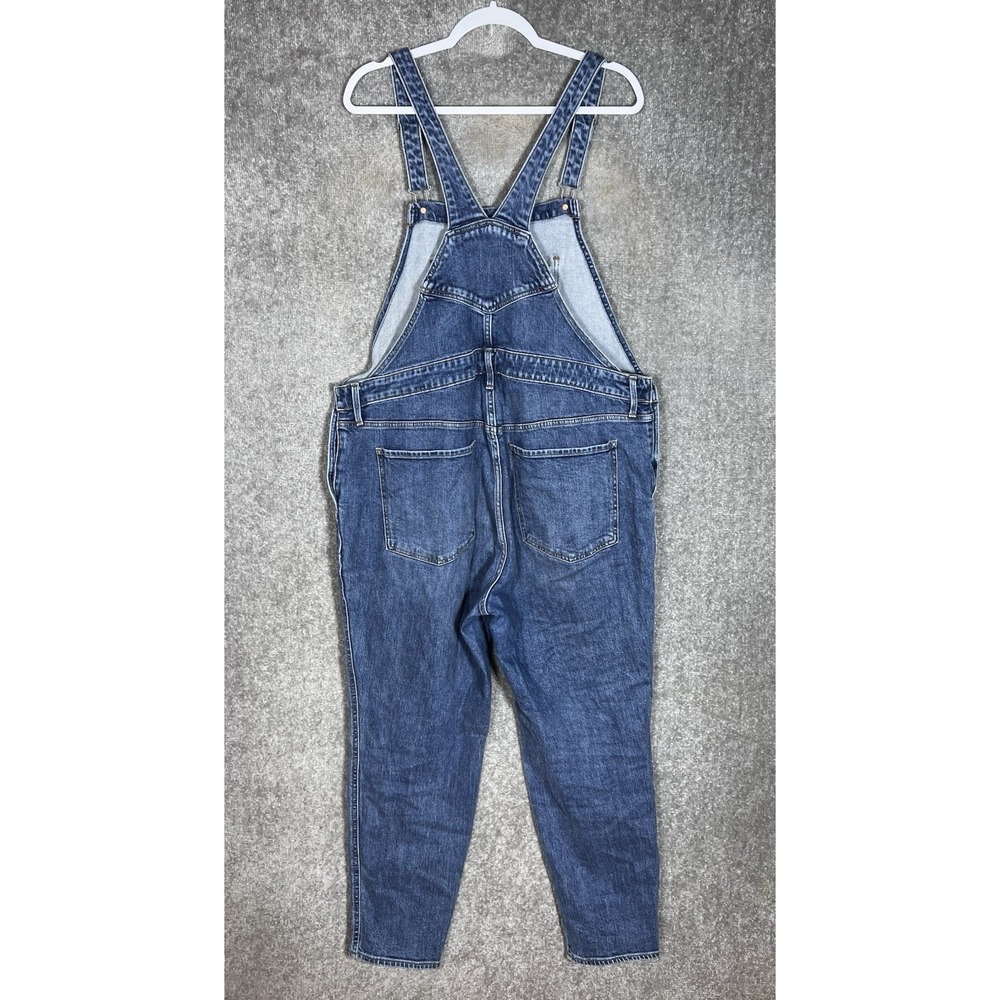 Old Navy Denim Bib Overalls Womens Size 18 Blue Stretch Pockets Tapered Leg - Picture 2 of 10